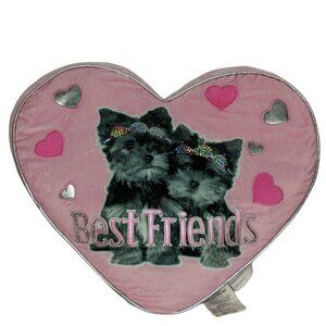 Yorkie Puppy Dogs Pink Heart Plush Pillow